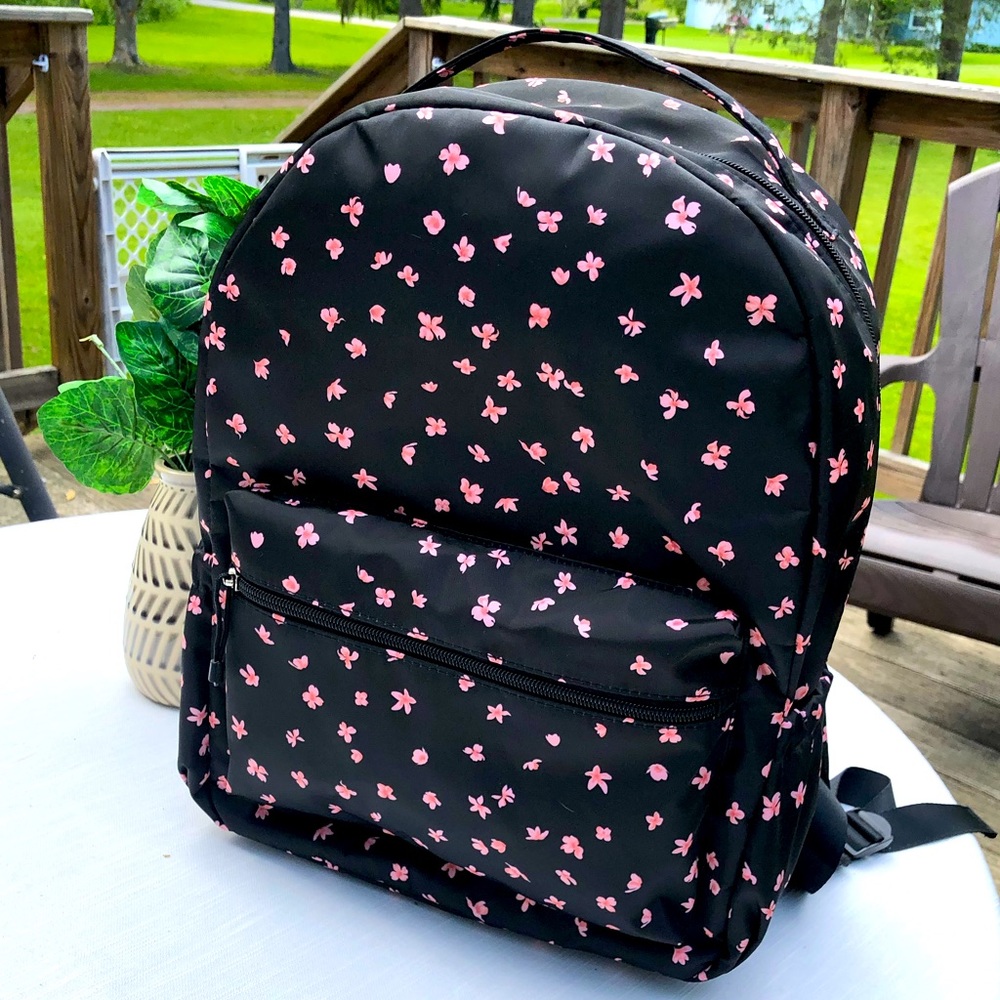 NWT Wild Fable Black with pink flowers backpack